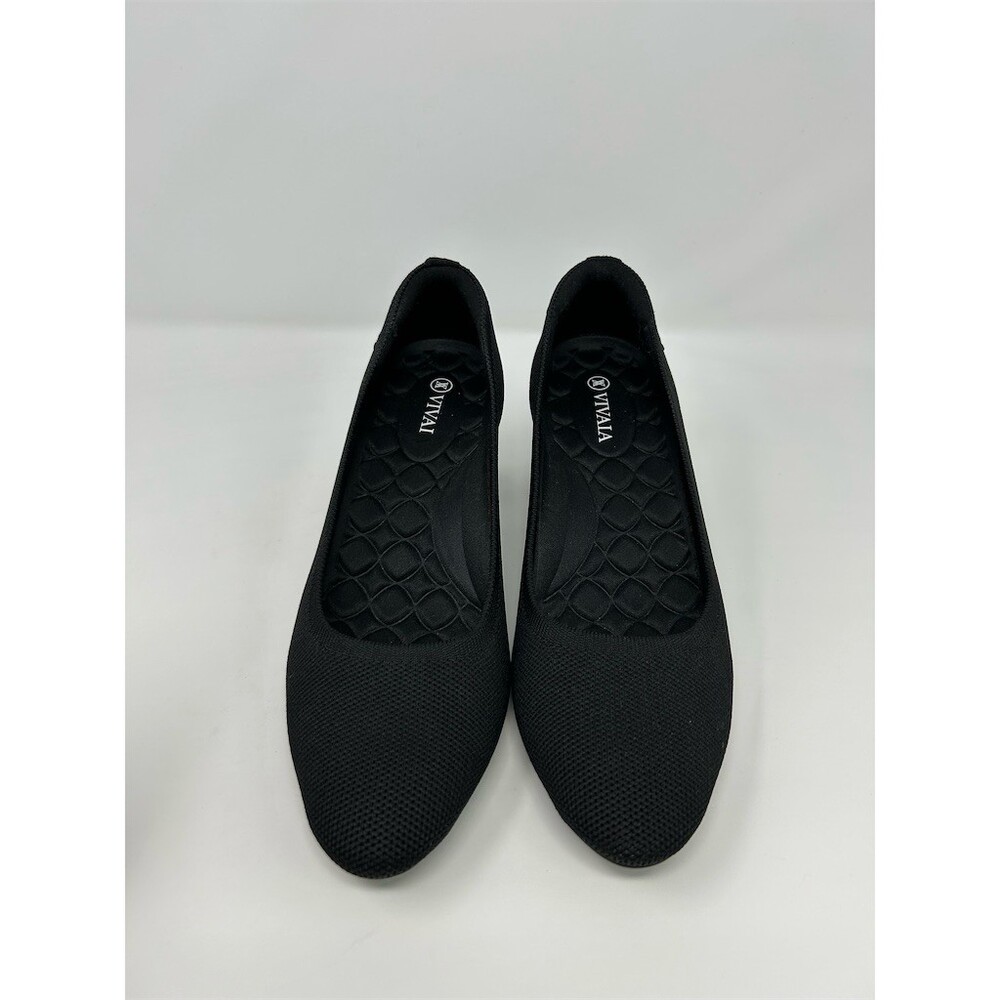 VIVAIA Womens Pumps Black Knit Pointed Toe Chunky Block Heel Slip-On Size 39 - Picture 5 of 13